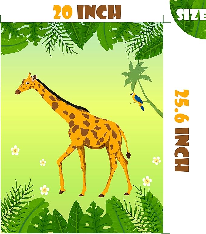 Jungle Birthday Party Supplies,Pin The Tail on The Giraffe,Safari Theme Zoo Birthday Party Favor,Decoration
