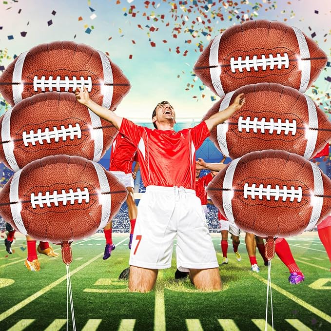 12 Pcs Football Balloons,18 Inch Football Foil Balloons,Football Party Balloon Sports Mylar Balloon Footballs Birthday Decorations for Footballs Party Sports Theme Party Supplies (Football)