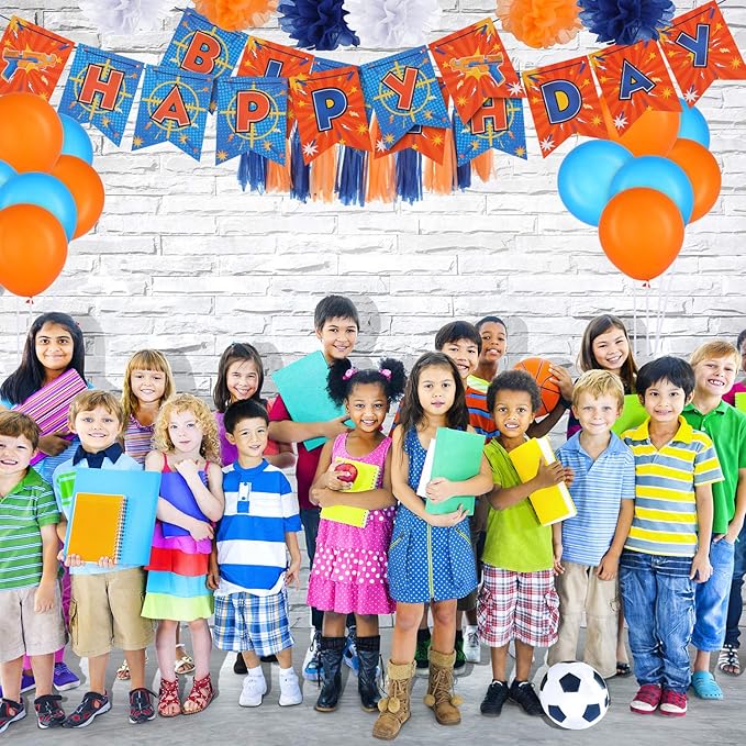 Skylety 53 Pieces Dart Battle Birthday Party Supplies Dart Gun Birthday Decorations Include Gun Happy Banner Paper Flower Pom Hanging Swirls Latex Balloons Tassel Garland Cake Cupcake Topper