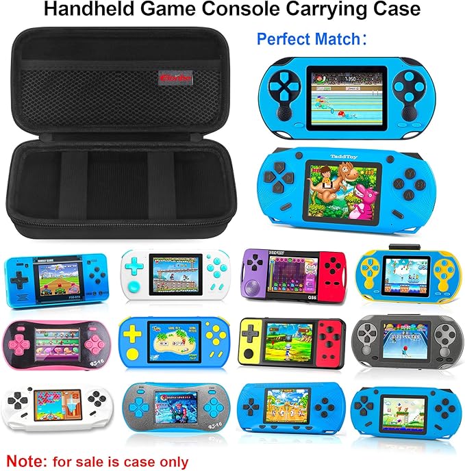 Elonbo Carrying Case for WELLST·G/TaddToy/Beijue/FAMILY POCKET/CCTU/X-JOYKIDS/GREENCREEK/Beico/KAVOYI/GuaiyeyeAP/TEBIYOU Handheld Game Console, Portable Electronic Gaming Player Bag, Black