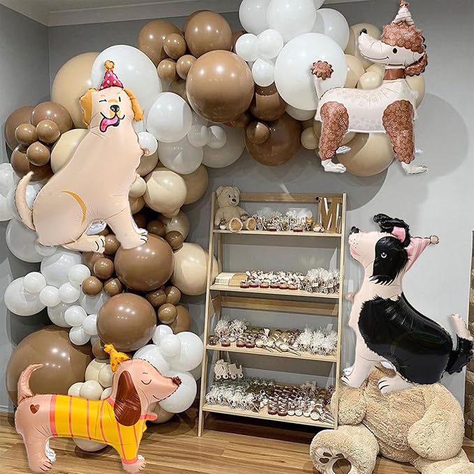 4 PCS 3D Dog Balloons Cute Puppy Balloons for Dog Themed Birthday Party Decorations Dogs Birthday Party Supplies