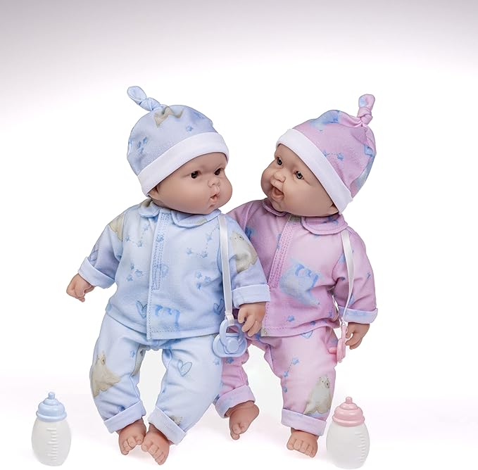 Twins 13" Realistic Soft Body Baby Dolls | JC Toys - Berenguer Boutique | Twins Gift Set with Removable Outfits and Accessories | Pink and Blue | Caucasian | Ages 2+