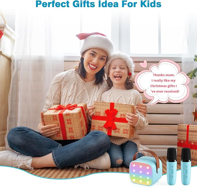 Mini Karaoke Machine with 2 Wireless Microphones, 2026 TOP Kids Portable Bluetooth Karaoke Machine for 3, 4, 5, 6, 7, 8, 9,10,11,12+Year Old, Christmas Birthday Gifts for Girls Boys Adults Home Party
