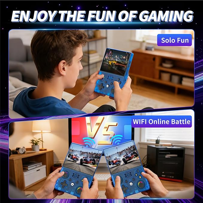 2026 NEW Upgrade R36MAXPRO Retro Handheld Game Console - 4.5 Inch Ultra-Large Screen, Support 18000+Classic Games, 64G TF Card, Linux System, 4000mAh Battery, Birthday Gift for Adult - Blue