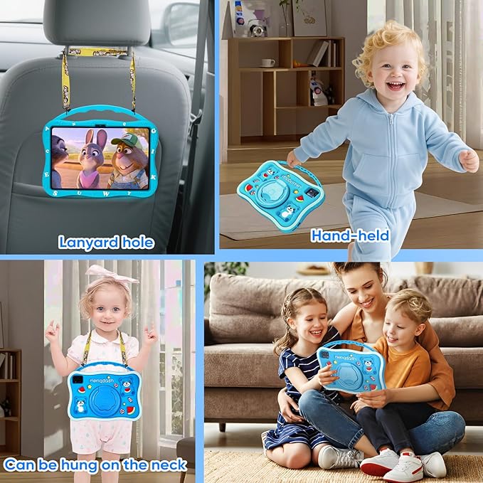 Kids Tablet, 10.1 inch Tablet for Kids, Educational Learning Toddler Tablet Android 14, 12GB RAM+64GB ROM Storage, 5G WiFi for Baby Girl boy Gift 3-10(Blue)