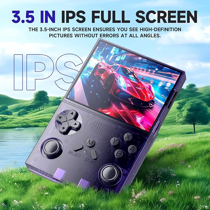 R40 Retro Handheld Game Console - Open Source System,3.5" IPS Screen, 18,000+ Classic Games, 128G TF Card, 3000mAh Battery, Portable Gaming Player for Travel, Retro Gaming Console, Purple