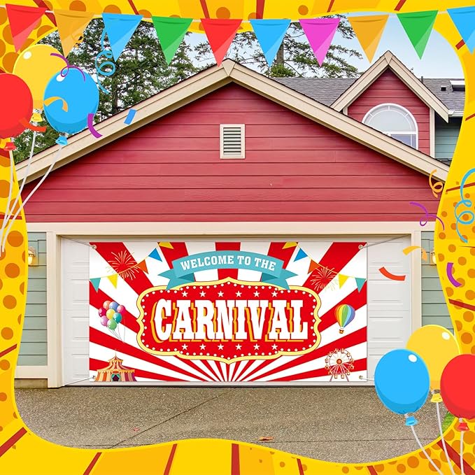 Welcome to the Carnival Banner Carnival Decorations Circus Party Supplies Backdrop for Circus Theme Party Decorations Birthday, 71 x 35 Inch
