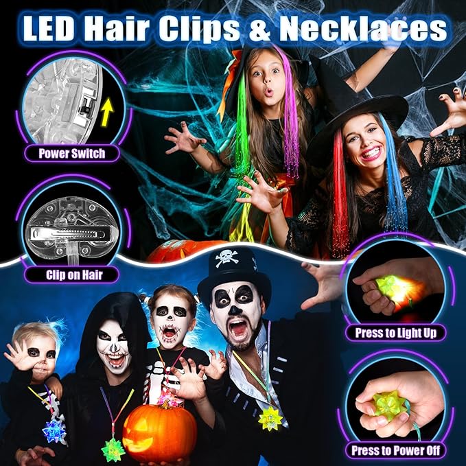 New Years Eve Party Supplies 2026, Glow in the Dark Party Supplies for Kids Adults, Light Up Party Favors with 57 LED Light Up Toys, 100 Glow Sticks Bulk DIY Glow Necklaces Neon Party Decorations