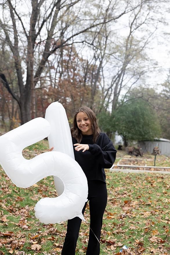 White Number 4 Balloon 40 Inch, 4th Birthday Party Decorations for Children, Giant 4 Foil Balloon for Party Supplies