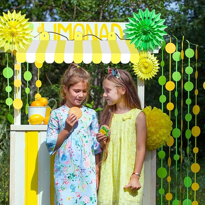 2 Pcs Circus Awning Wall Decorations 3D Carnival Tent Striped Awnings for Carnival Theme Party Lemonade Stand Classroom Decorations Circus Party Supplies (Yellow and White)