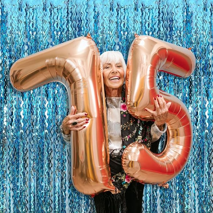 Blue Streamers Photo Backdrop Wave Foil Fringe Curtain Tinsel Backdrop Blue Birthday Parties Favor for Bachelorette, Frozen Birthday Ocean Themed Party Decorations Snow Flakes Decorating