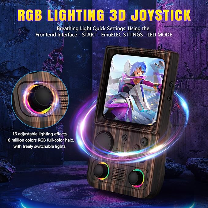 R36T MAX Upgraded Retro Handheld Game Console with 4000mAh Battery, 4.0'' IPS Screen, Retro Gaming Console with Portable Case, Supports WiFi Networked Fighting and OTG(Wood Grain Coffee Brown)