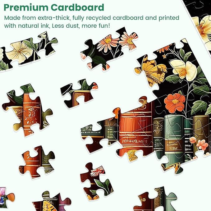 500 Piece Puzzle for Adults | Vintage Wildflowers Books Puzzle | Recycled Cardboard Plant Flowers Jigsaw Puzzle 500 Pieces | Challenging Game Home Decor Birthday Party Gift Toy for Adults Seniors