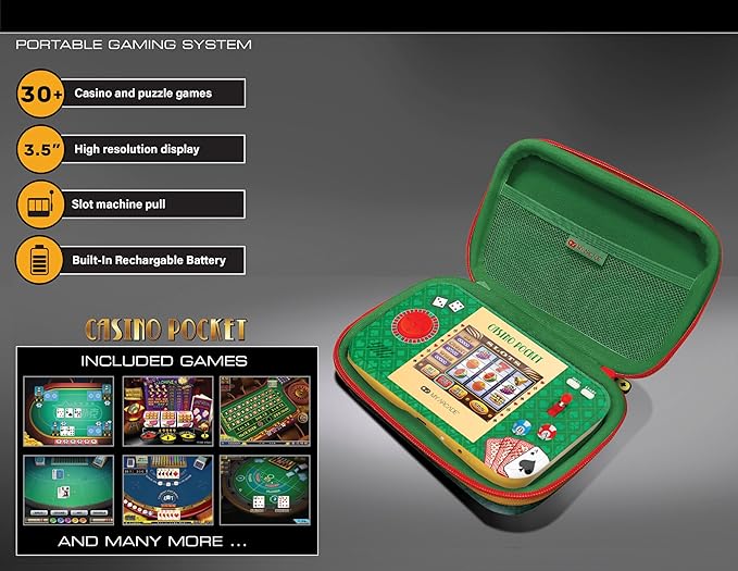 My Arcade Casino Pocket: Retro Casino Arcade Game, 30 Games, Rechargeable Battery, Includes Travel Case and Screen Protector, Roulette, Poker, Blackjack