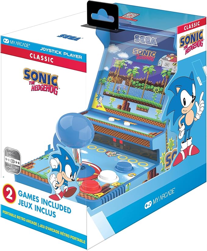 My Arcade Sonic Joystick Player: Sonic The Hedgehog, 2 Games in 1, Sega Classic, Gifts for Kids and Adults
