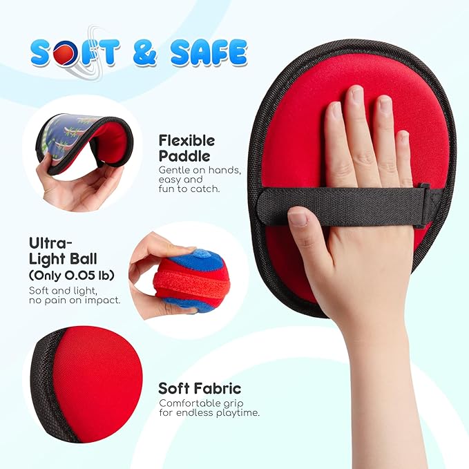 Playzap Toss and Catch Ball Set - Baseball Glove Toy Indoor Outdoor Yard Game & Beach/Pool/Sand Toy Set 2 Pack or 4 Pack - Easter Basket Stuffers for Toddlers Kids Youth Boys Girls 2-4 5-7 8-13+ Yrs