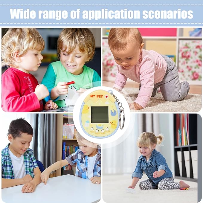 90s Toys Nostalgia, Game Machine with Keychain, Circular Design Compressive and Anti Drop Technology Equipped Multiple Game Modes, Digital Pet for Children Adult (Yellow)