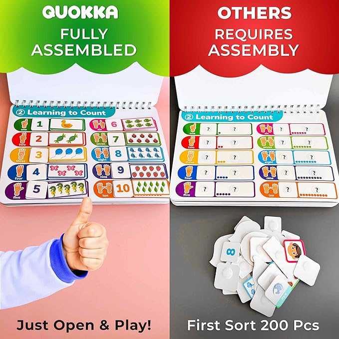 QUOKKA Montessori Busy Book for Toddlers 1-3 - Pre K Kids Learning Activities for Homeschooling - My Preschool Busy Book for Ages 3-5 - 15 Kids Educational Activities 2-4 Years