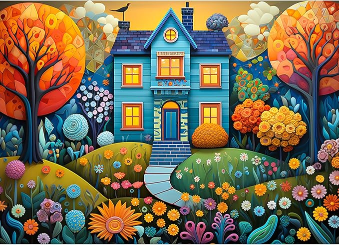 Jigsaw Puzzles for Adults 1000 Pieces, Interlock Perfectly Letter on Back No Dust, Home Decor Birthday Party Gift Toy for Men Women Elders Seniors, 1:1 Poster-Beautiful Homes