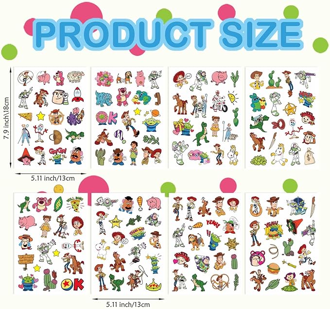 Toy Inspired Stickers, Scrapbooking, 32 Different Sheets, Teacher Reward Stickers Prizes, Toy Inspired Themed Birthday Party Favors Supplies,Recommended Age 18 (Style A)