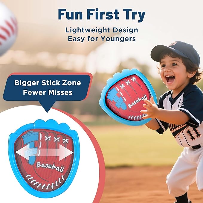 iPlay, iLearn Toddler Baseball Toy, Boy Toss Catching Ball Game Toy W/ 2 Gloves 6 Soft Balls, Sport Outdoor Yard Beach Play for Family Activities, Fun Birthday Gifts 3 4 5 6 7 8-12 Year Old Girl Kids