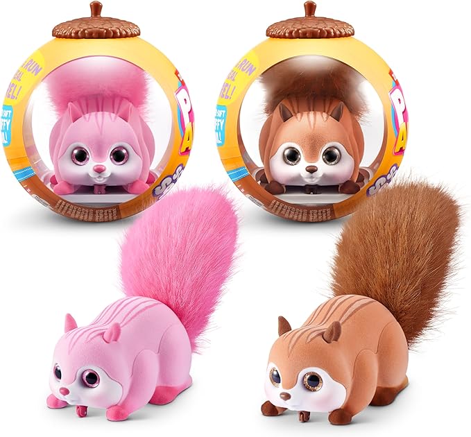 Pets Alive Scurry'n Squirrel (Pink+Brown) 2 Pack by ZURU – Interactive Robotic Pet Toy, Moving Squirrel with Realistic Movements and Sounds, Ages 2+, Child Toddler