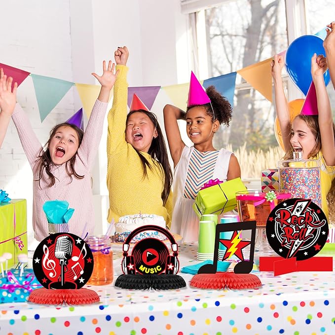 10 Pcs Rock and Roll Party Decorations Rock Star Centerpieces Born to Rock Party Decorations Music Theme Party Supplies Halloween Rock Birthday Decorations for Birthday Baby Shower Party Supplies