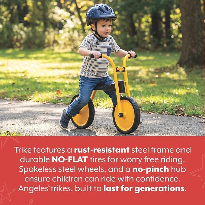 Angeles MyRider Kids Tricycle, Toddler Tricycle with Solid Airless Rubber Tires, Kids Bike for Preschools and Daycare, Ages 3+, MyRider 11.5" Tall Seat