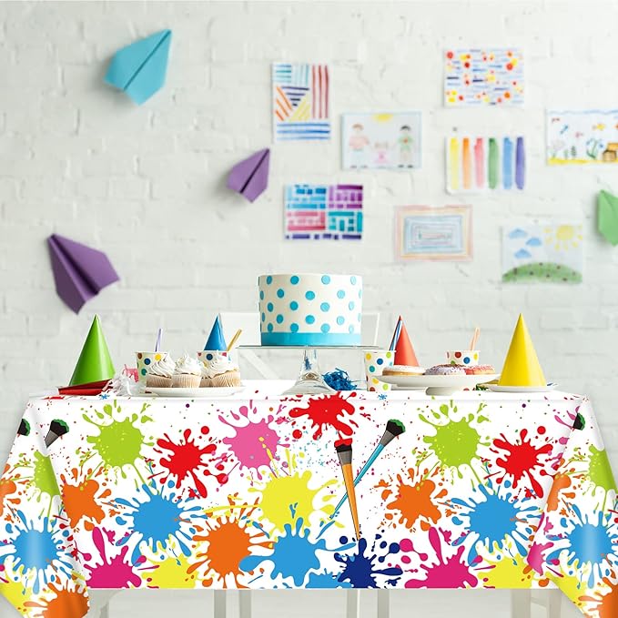 gisgfim 6 Pcs Art Paint Tablecloth Party Supplies Art Theme Birthday Party Decorations Creative Artist Painting Parties Table Covers for Kids 105 x 54 inch