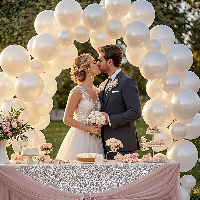 100pcs Pearl White Balloons 12 inch White Latex Party Balloons for Wedding Engagement Bridal Baby Shower Birthday Anniversary Party Decorations