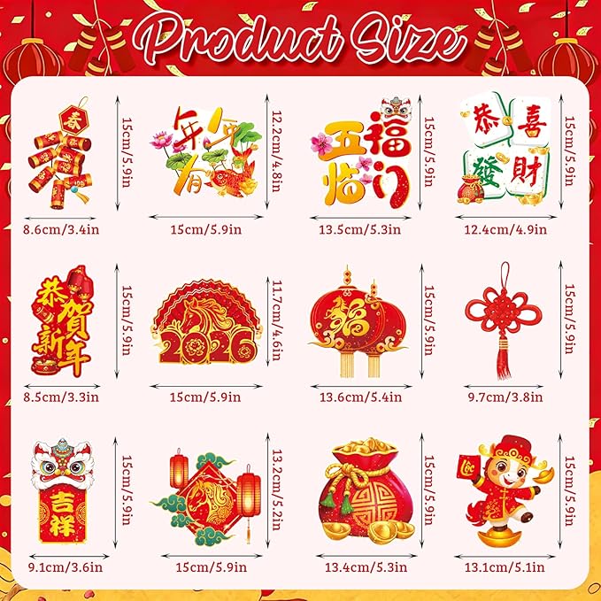 2026 Chinese New Year Hanging Swirls, 30Pcs Lunar New Year Ceiling Streamers Spring Festival Swirls for Chinese Horse Party Hanging Decorations