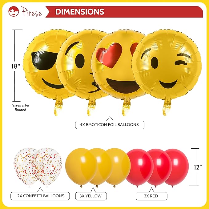 Pirese Emoticon Birthday Decorations - Smile Face Party Supplies, Happy Birthday Banner, Yellow Emoticons Decor, Poop Party Supplies