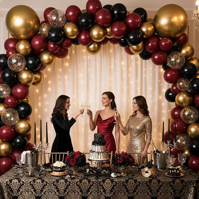 LovesTown 110PCS Latex Balloons, 12inch Helium Party Balloons Arch with Ribbon for Birthday Baby Shower Wedding Party Decorations Burgundy (Pack of 2)