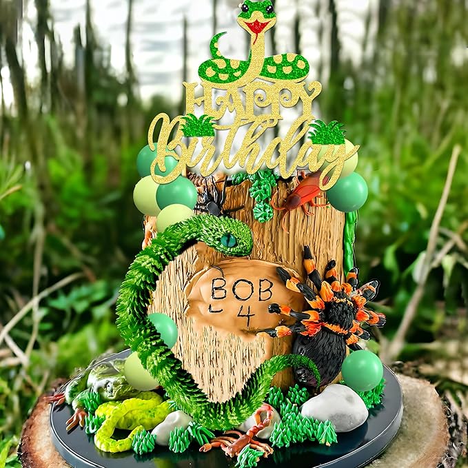 Snake Happy Birthday Cake Topper Snake Theme Party Decoration Snake Theme Cake Toppers Reptile Birthday Party Decorations Party Supplies