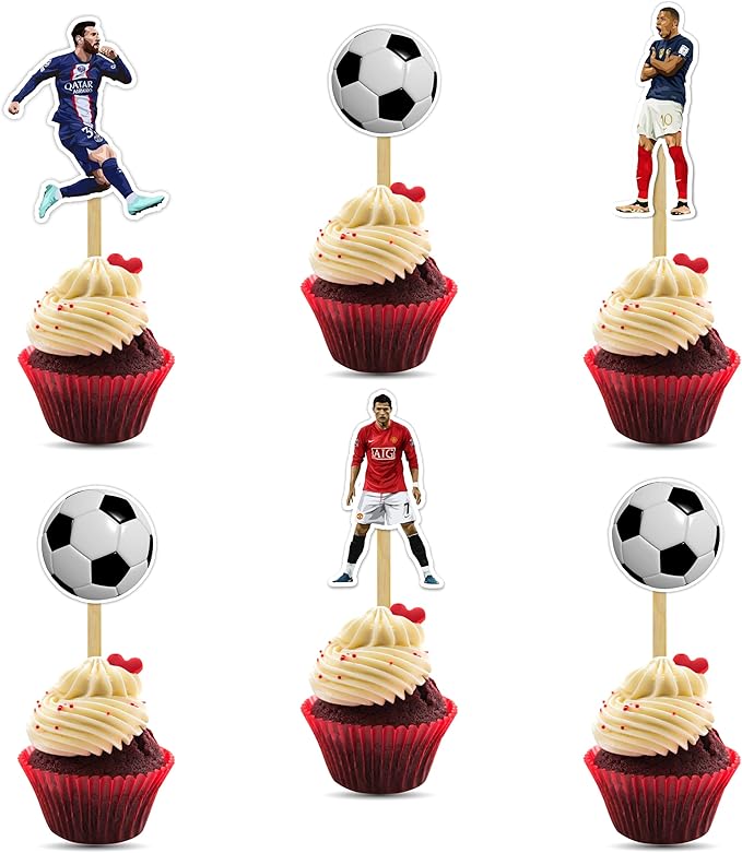 Soccer Football Cupcake Topper – Sports Theme Cupcake Topper for Birthday Celebrations and Match Day Parties, Football Inspired Decorative Cake Topper for Dessert Tables, Team Events.