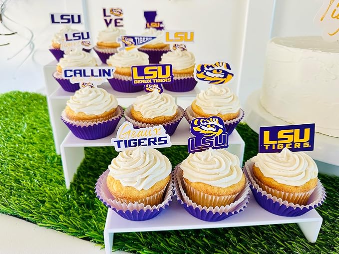 LSU Tigers Cupcake Topper Party Supplies for Football, Birthday, Graduation Party Decorations (24 Pieces) (LSU Tigers)