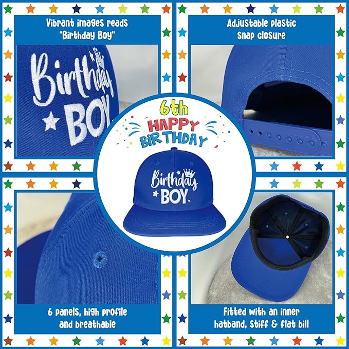ZomefinKiu 6th Birthday Party Supplies for Boys - Hat, Badge, Decorations, and 6 Year Old Outfit