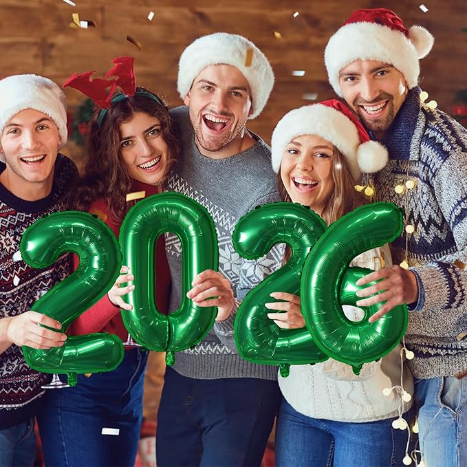 KALOR 16 Inch 2026 Green Foil Number Balloons, 2026 New Years Decorations for 2026 Happy New Year Eve and Graduations Party Supplies
