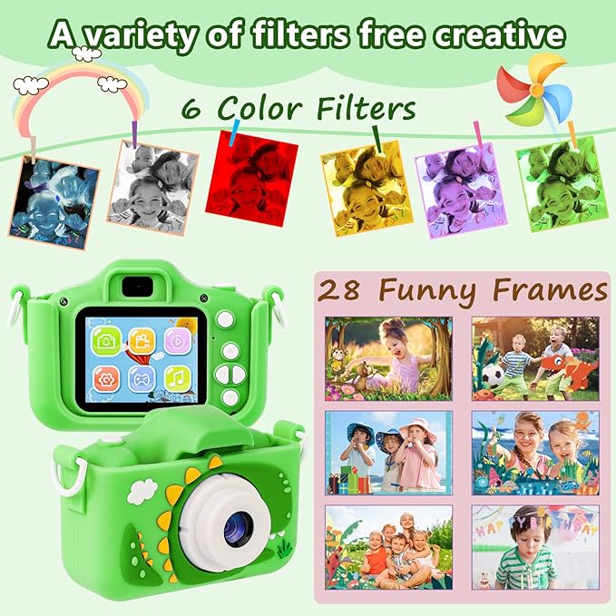 HOMELYLIFE Kids Camera, 1080P HD 2.0" Dual Lens Digital Camera for Kids with 32GB Card, Selfie Toy, Birthday for Girls Boys Ages 3-12