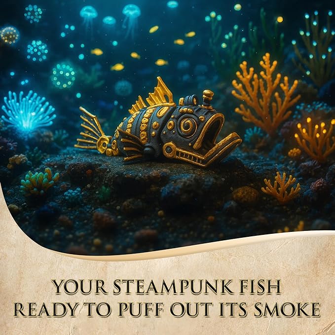 3D Printed Cyberpunk Fish Figurine, Steampunk Style Figurine