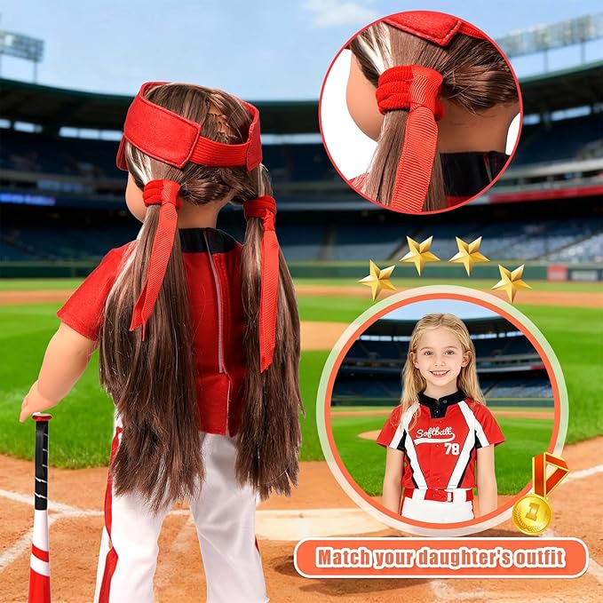 ARTST Softball Uniform Doll Outfit-18 inch Doll Clothes and Accessories Set-Hat Baseball Clothing Bat Shoes Socks, Valentine's Gifts for Girls&Boys Spring T-Ball