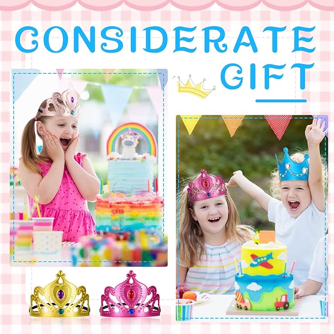 Yaomiao 44 Pcs Birthday Foam Crowns for Kids Princess Tiaras King Hat Bulk Diamond Sticker Kits for Crown Party Supplies