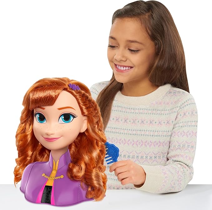 Disney’s Frozen 2 Anna 7.5-inch Styling Head, 17-Pieces, Dress Up and Pretend Play, Kids Toys for Ages 3 Up by Just Play