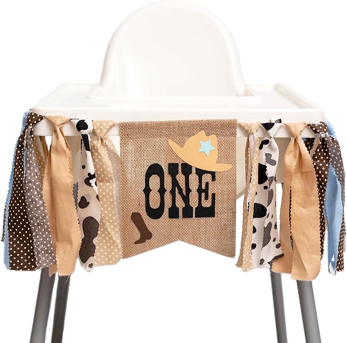 Cowboy Highchair Banner 1st Birthday - My First Rodeo High Chair Banner, First Rodeo Birthday Decorations Party Supplies for Party, Anniversary, Photo Props... (Blue)