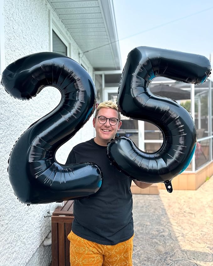 Black Number 16 Balloon 40 inch, 16 Number Balloons, 16th Black Birthday Decorations, 16 Year Old Girls Boys Party Supplies