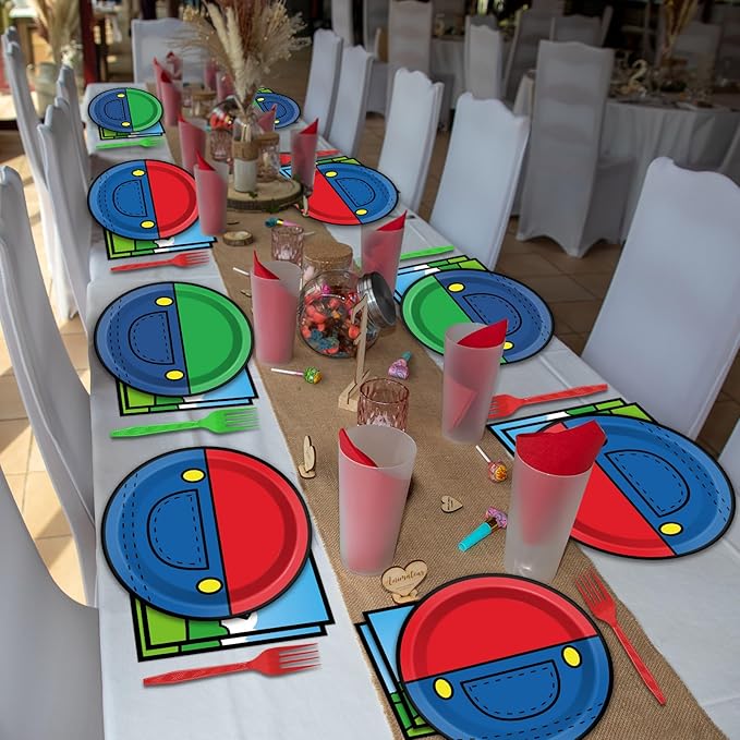 200pcs Super Brother Birthday Party Supplies Super Brother Plates Disposable Paper Tableware Super Bro Plates Napkins with Fork Super Bro Decoration Super Video Games Tableware for Kids Baby Shower