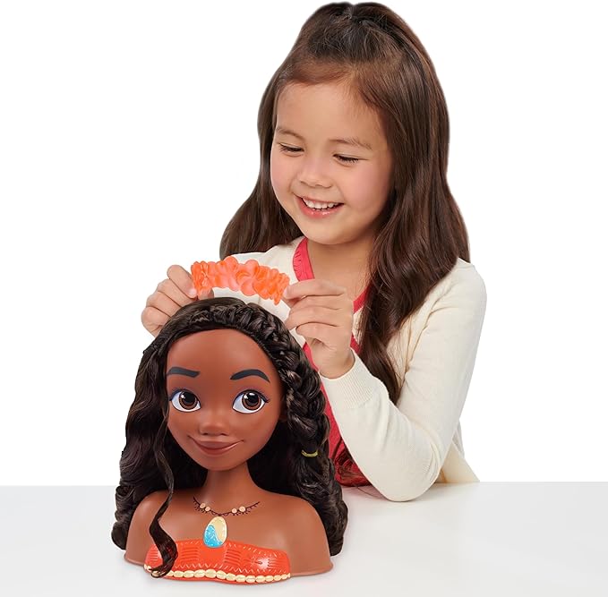 Disney Princess Moana Styling Head, 14-Pieces, Pretend Play, Kids Toys for Ages 3 Up by Just Play
