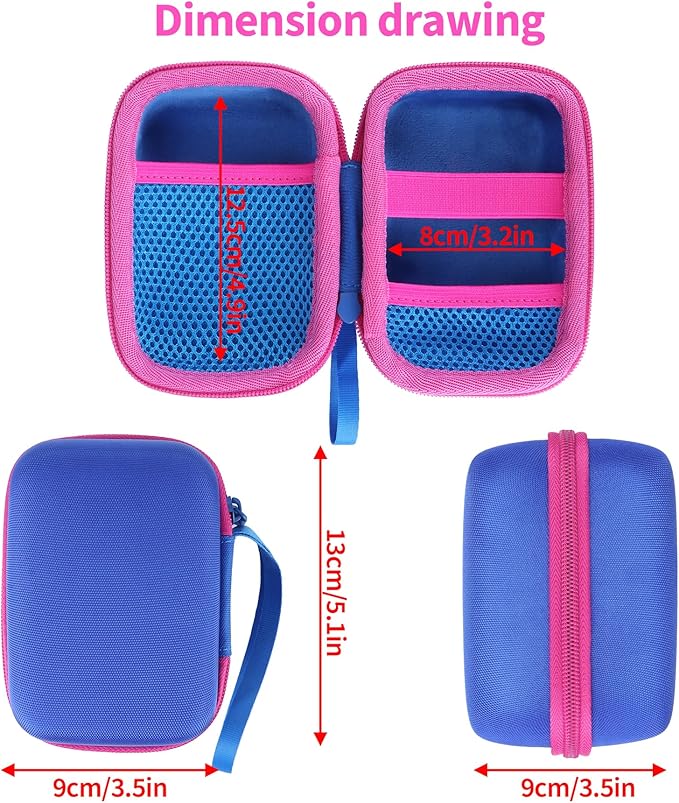 Storage Case Compatible with Yoto Mini Kids Audio Player Travel Device Plays Stories Music Podcast Radio Speaker (Blue + Rose red Zipper)