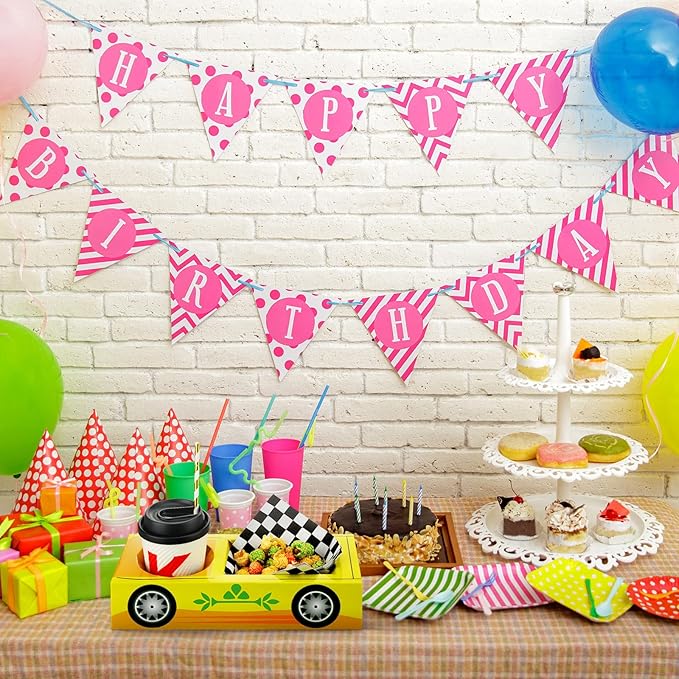 Lincia 12 Pieces Race Car Party Food Boxes Car Birthday Party Supplies Food Trays with Snack and Drinks Boxes and One Pack Checkered Napkin for Birthday Race Themed Supplies
