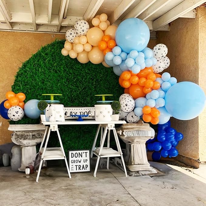 Blue and Orange Balloons, 12 Inch Light Royal Blue Pastel Orange Confetti Balloon, White Helium Balloons for Kids Boys Theme Party Baby Shower Happy Birthday Party Decoration Supplies